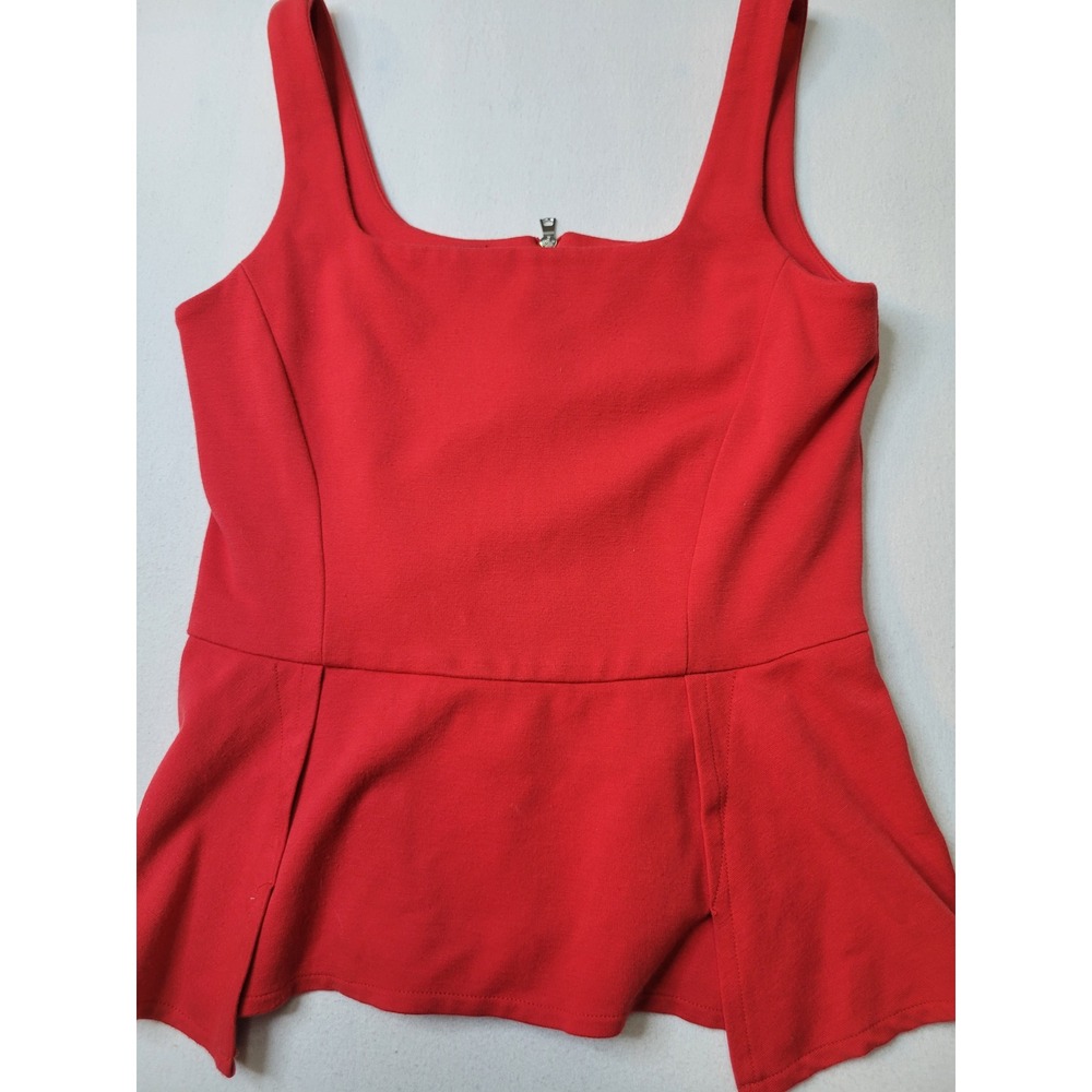 Cut25 by Yigal Azrouel Red Sleeveless Peplum Zip Back Top Size 4 735